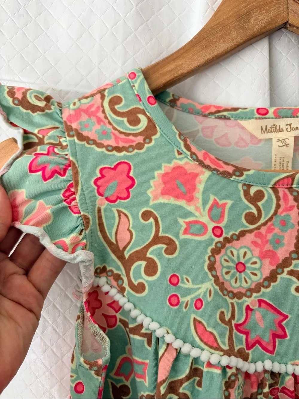 Matilda Jane Mint Dress with Bright Pink and Brown Paisley
